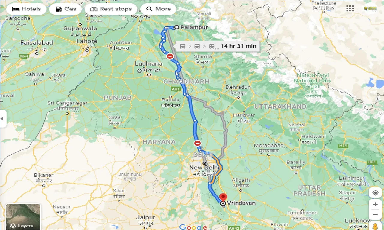 palampur-to-vrindavan-one-way