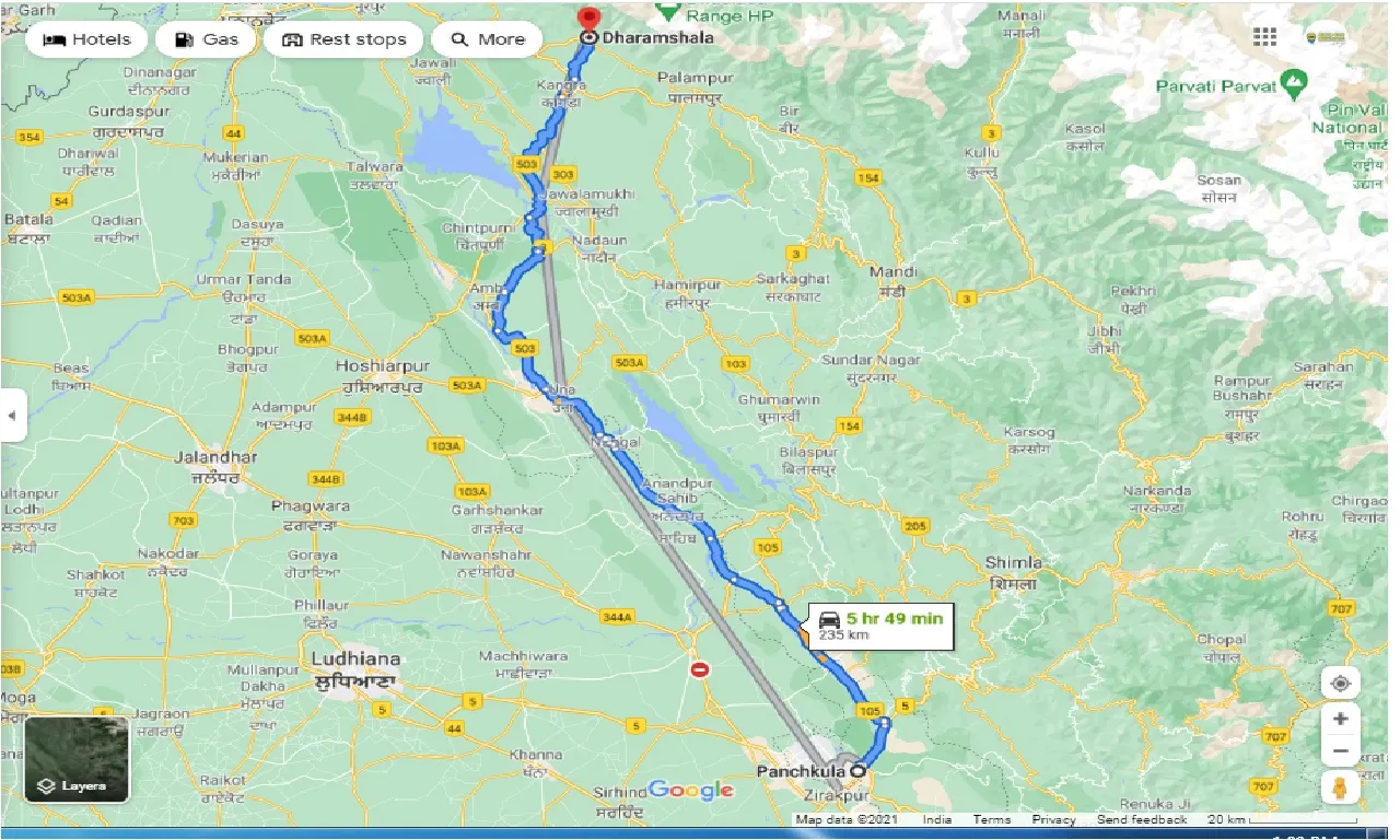panchkula-to-dharamshala-round-trip