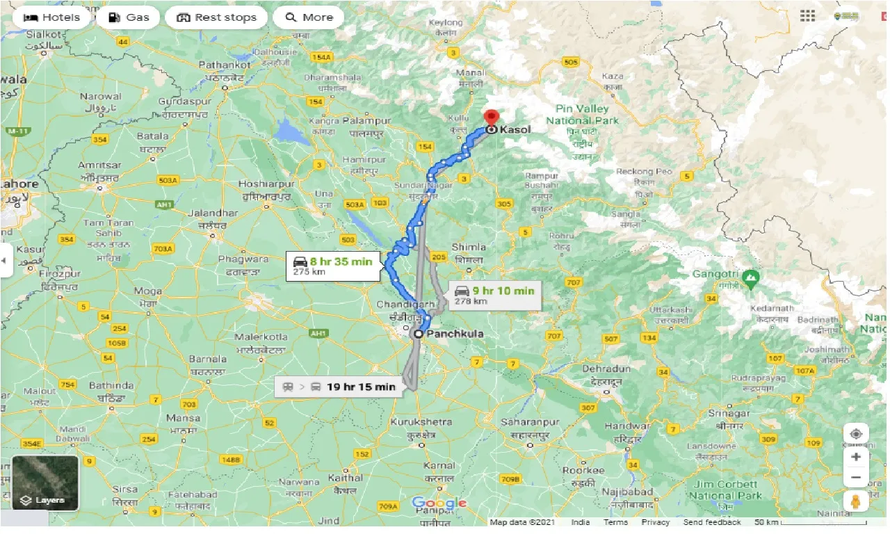 panchkula-to-kasol-round-trip