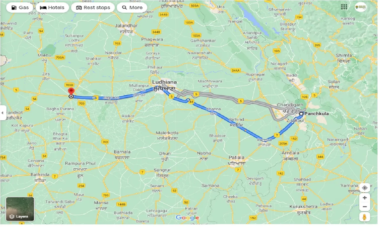 panchkula-to-moga-round-trip