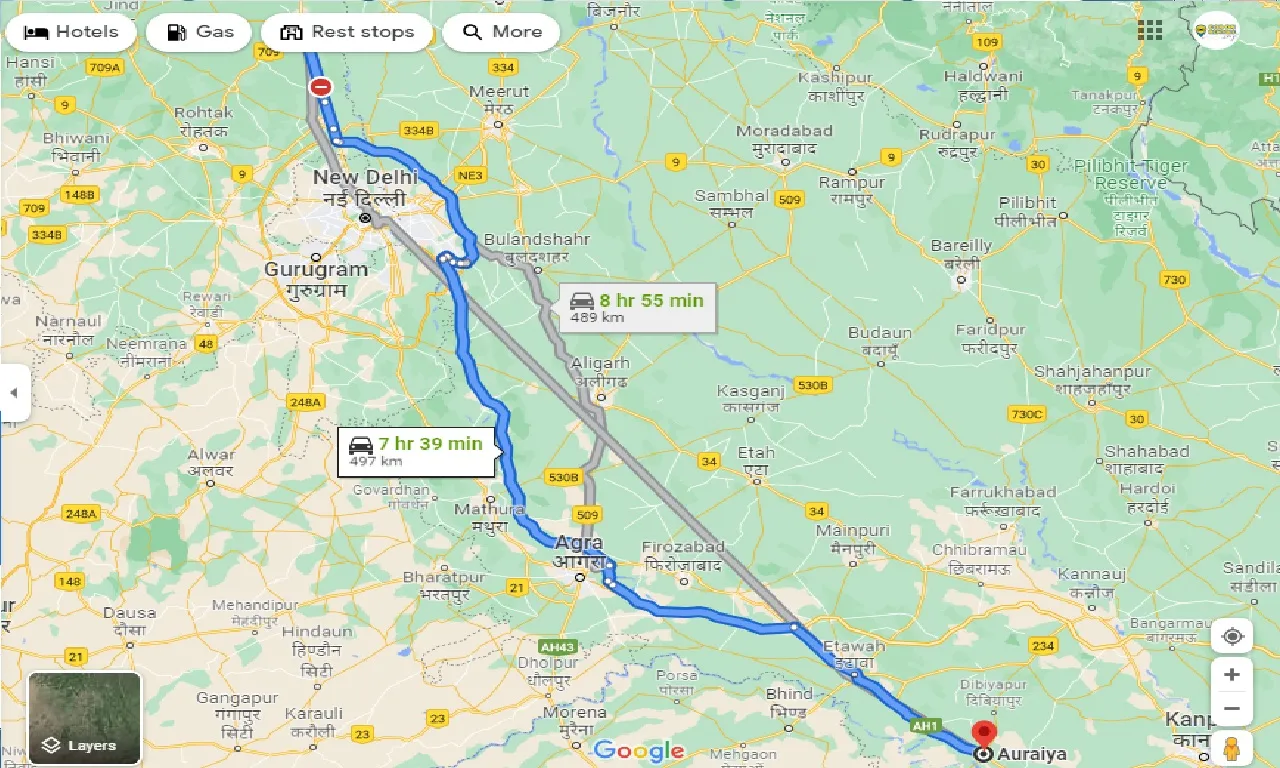 panipat-to-auraiya-one-way