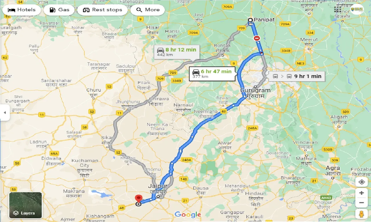 panipat-to-bagru-one-way