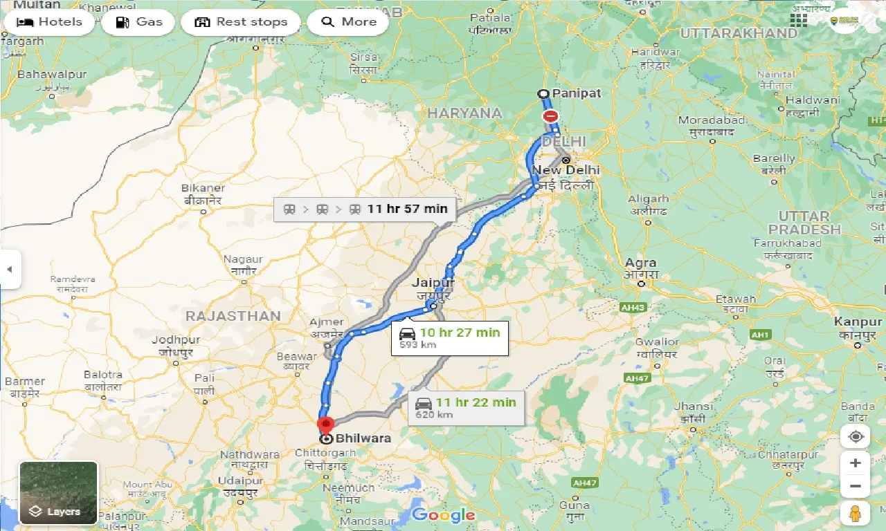 panipat-to-bhilwara-one-way