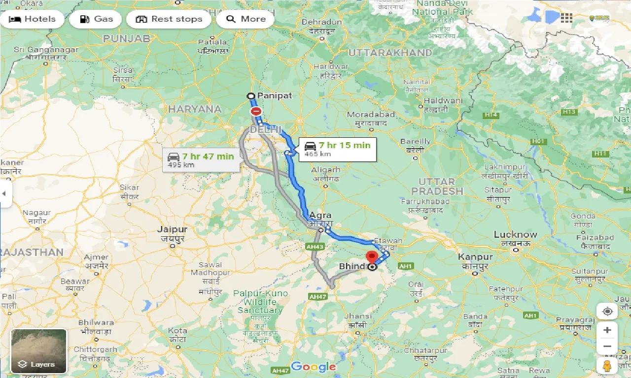 panipat-to-bhind-one-way