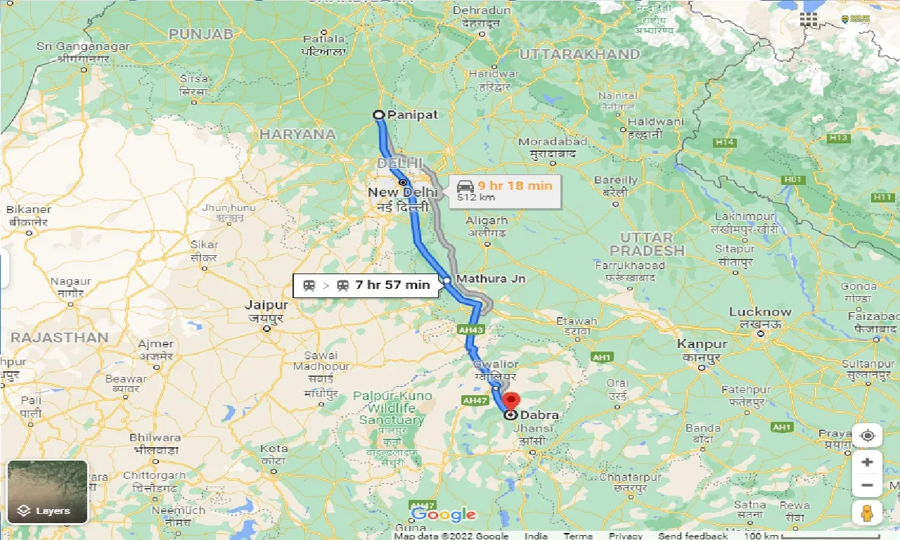 panipat-to-dabra-one-way