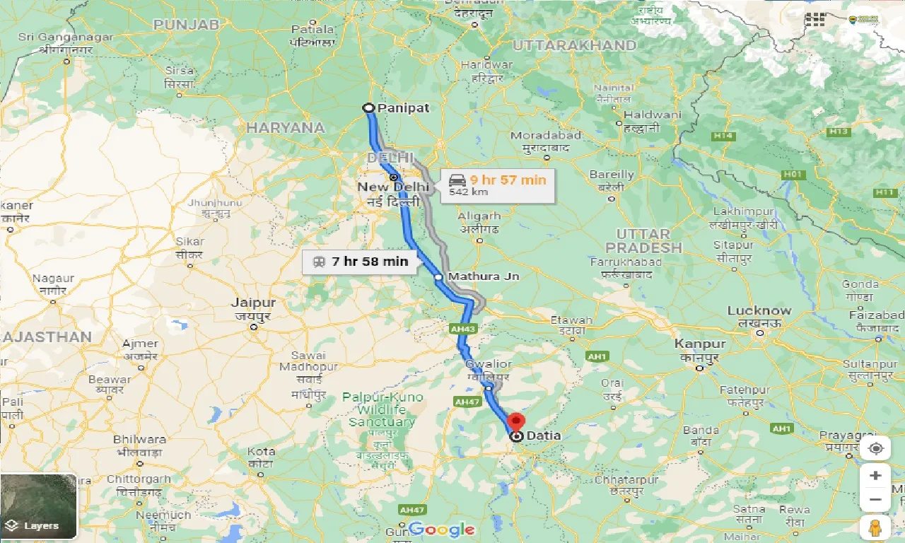 panipat-to-datia-one-way