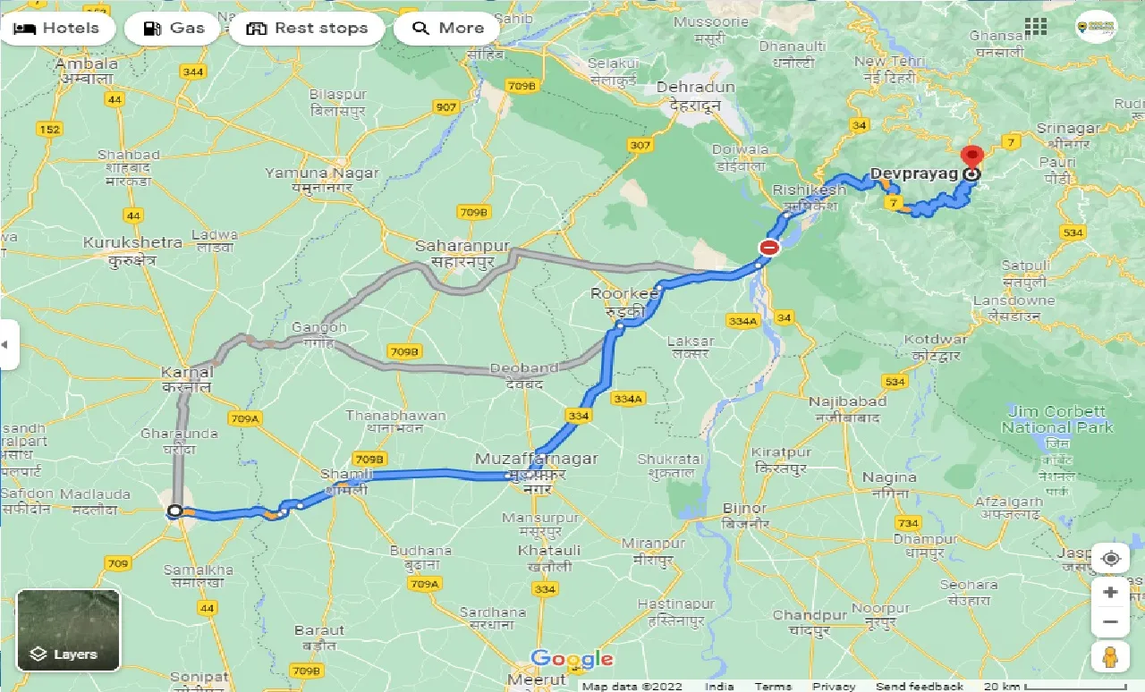 panipat-to-devprayag-one-way