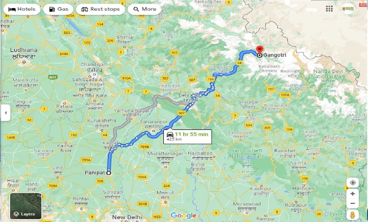 panipat-to-gangotri-one-way