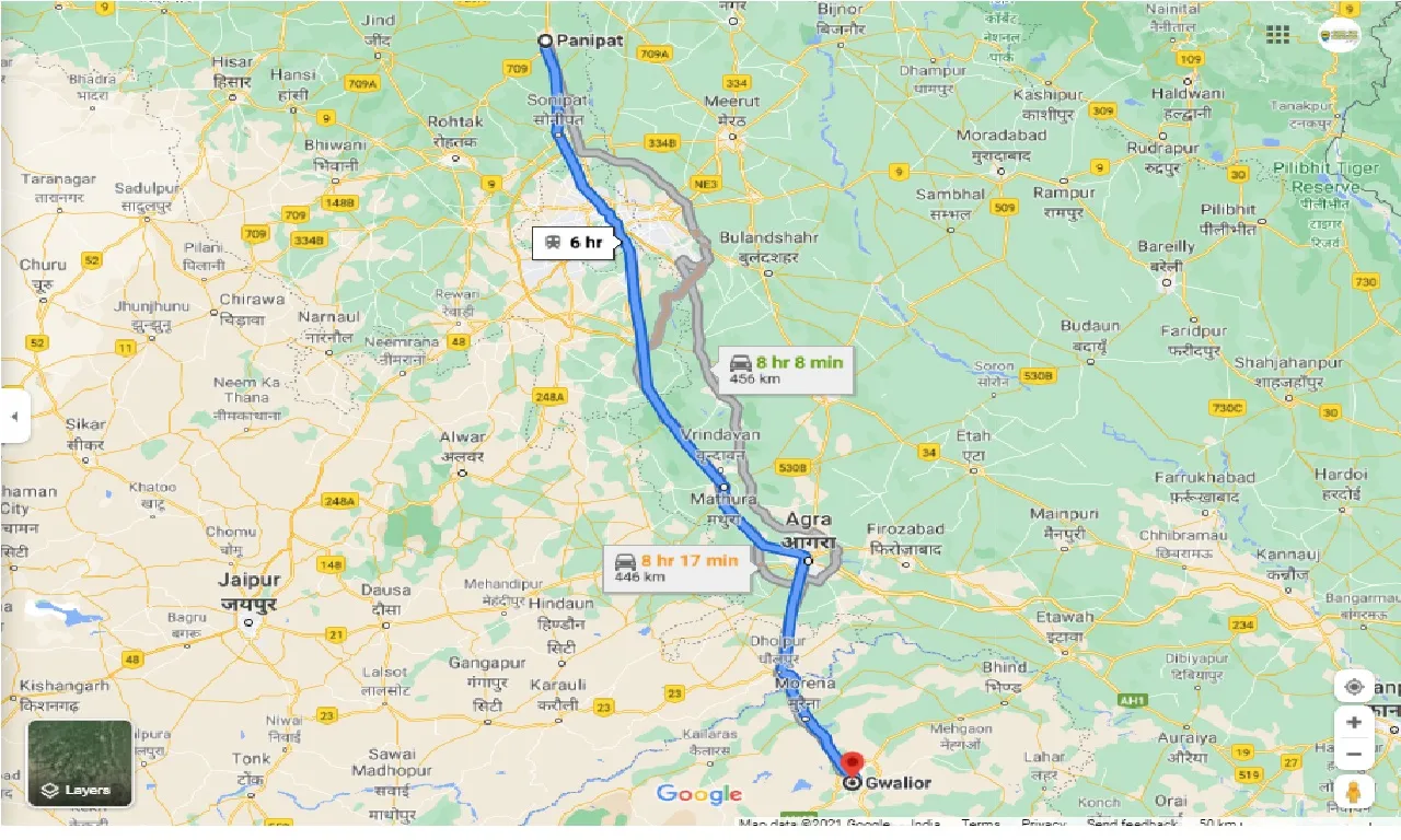 panipat-to-gwalior-one-way