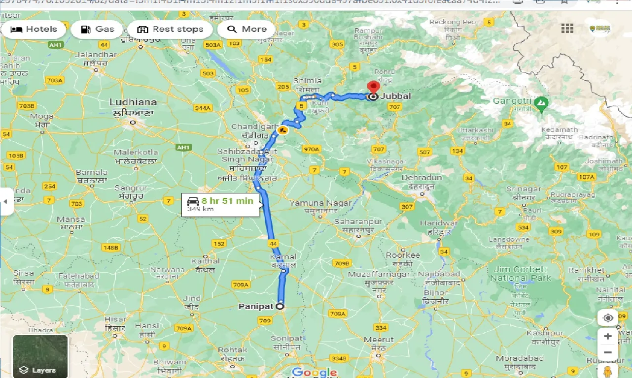 panipat-to-jubbal-one-way