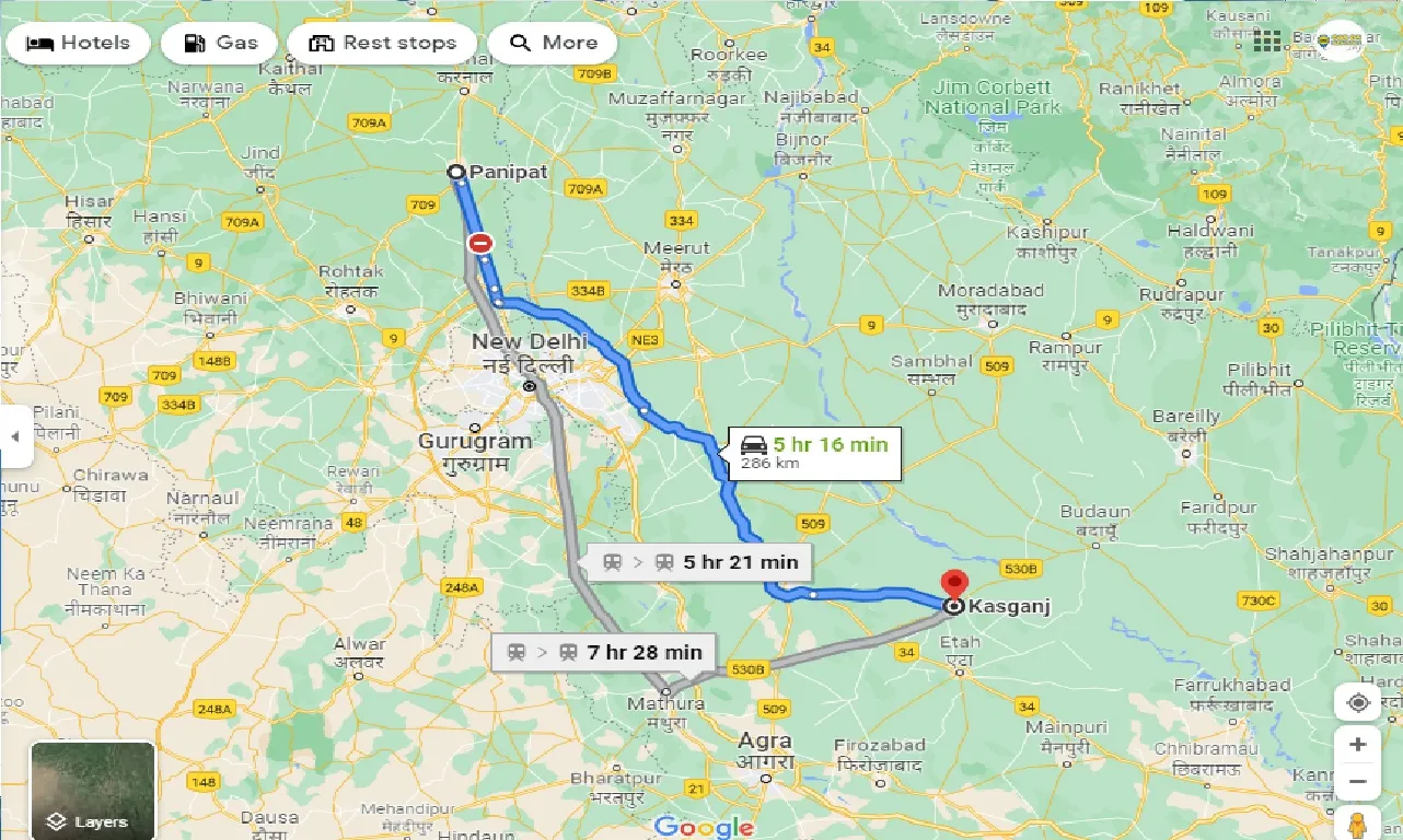 panipat-to-kasganj-one-way