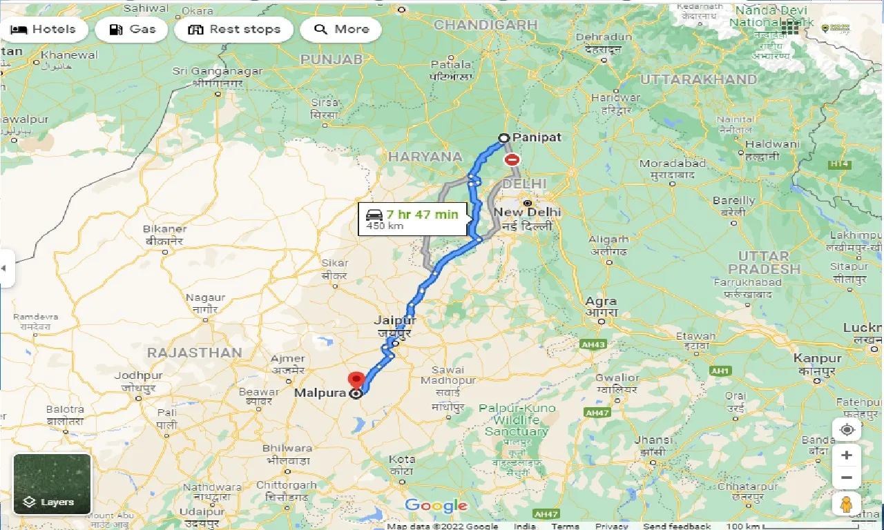 panipat-to-malpura-taxi