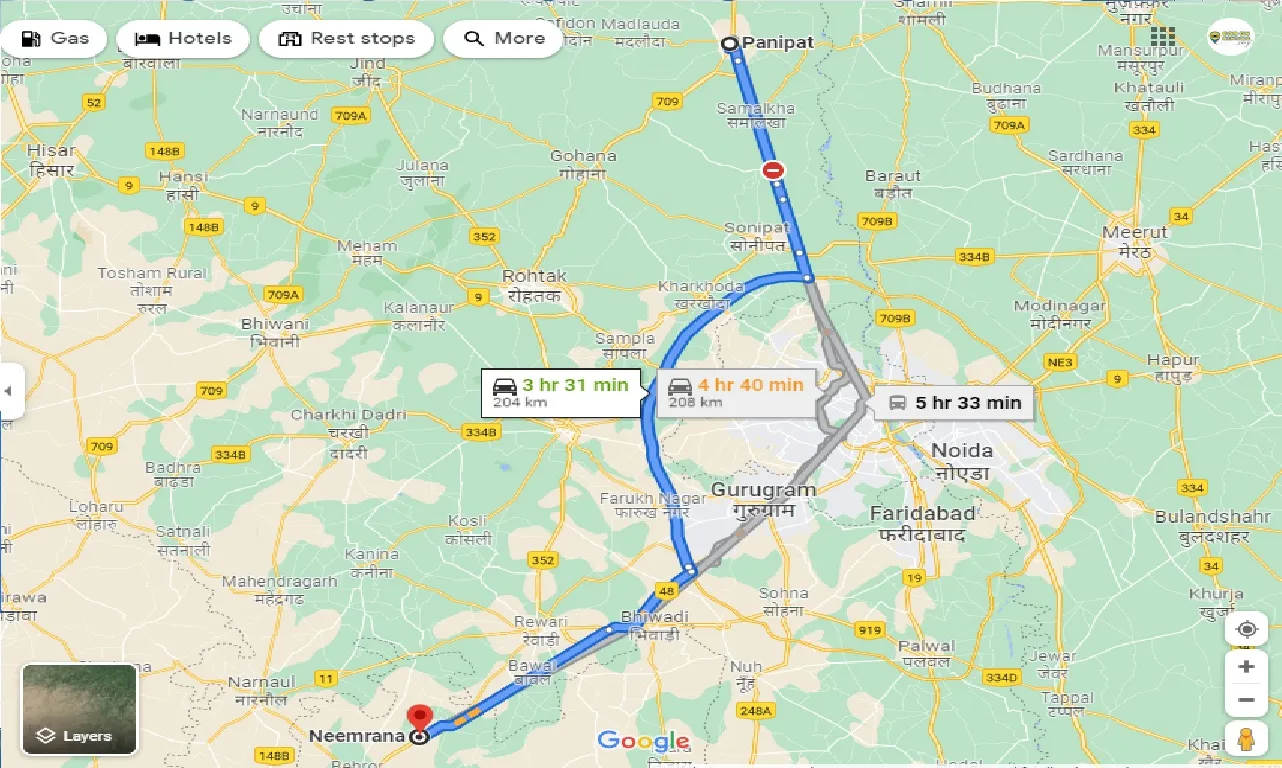 panipat-to-neemrana-one-way