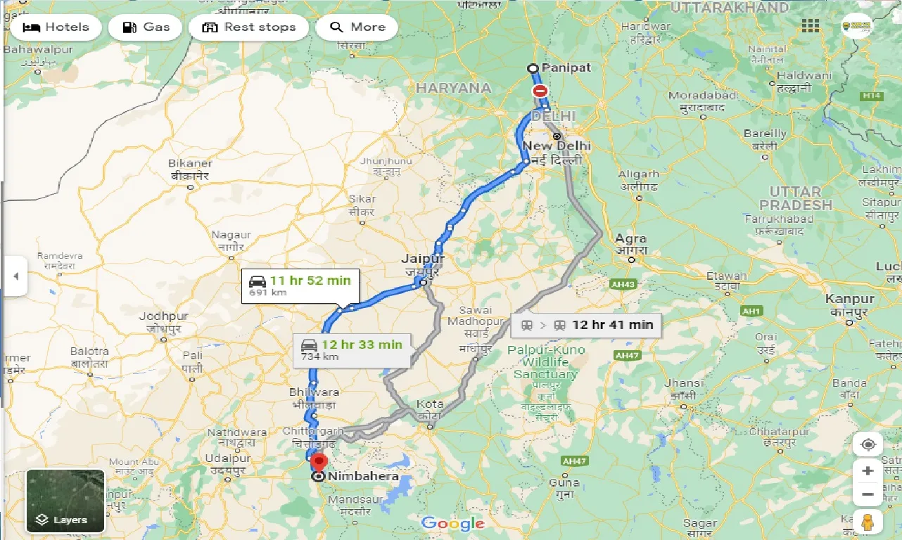 panipat-to-nimbahera-one-way