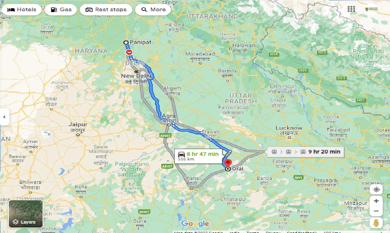 panipat-to-orai-one-way