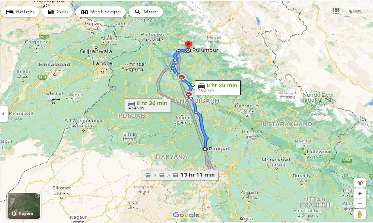 panipat-to-palampur-one-way