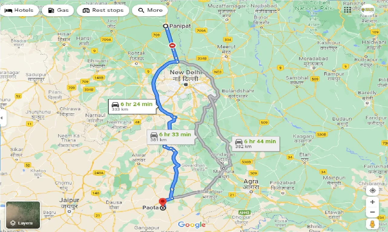 panipat-to-paota-one-way