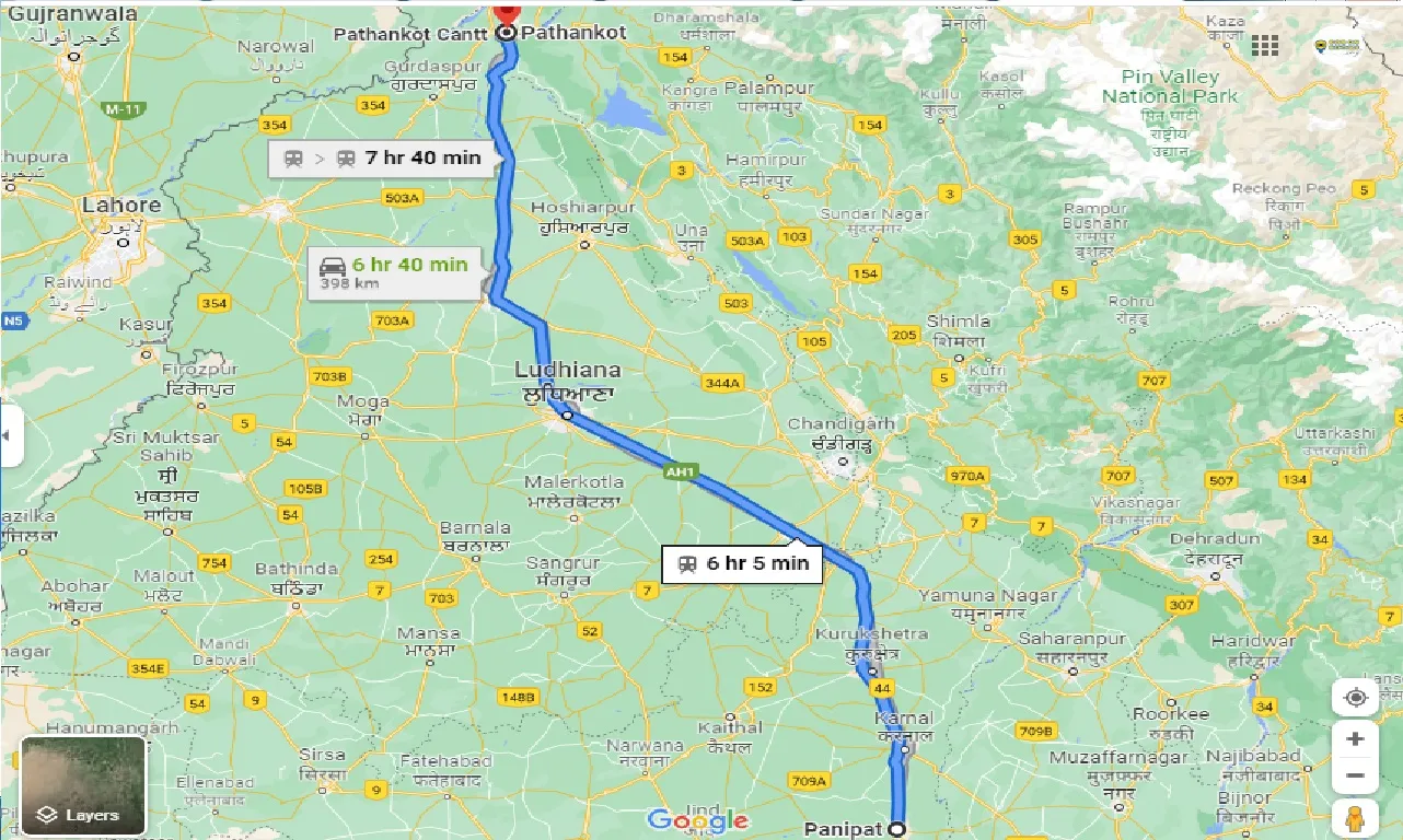 panipat-to-pathankot-one-way