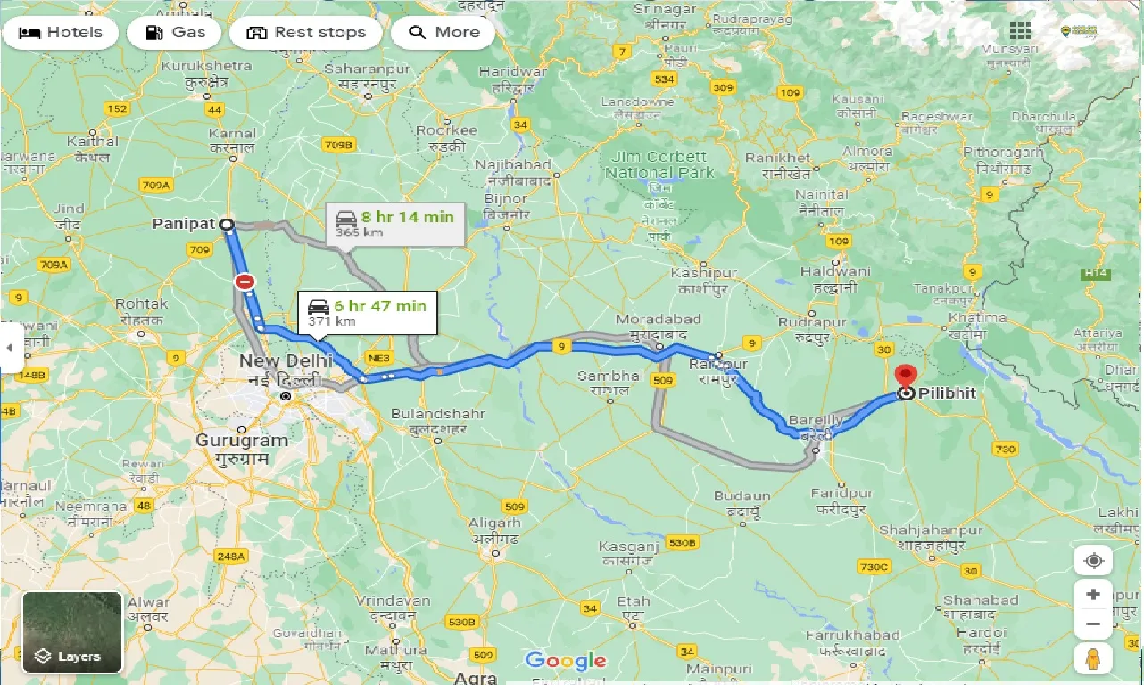 panipat-to-pilibhit-taxi