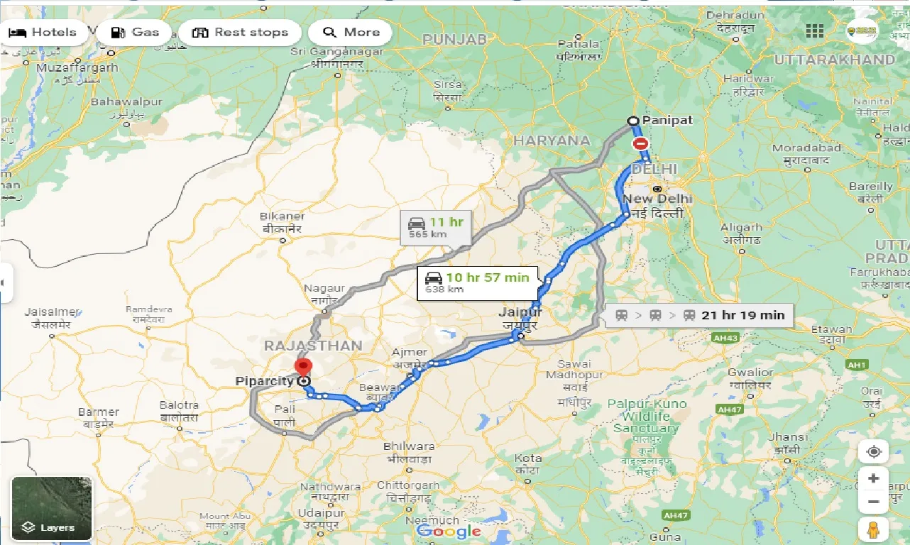 panipat-to-piparcity-one-way