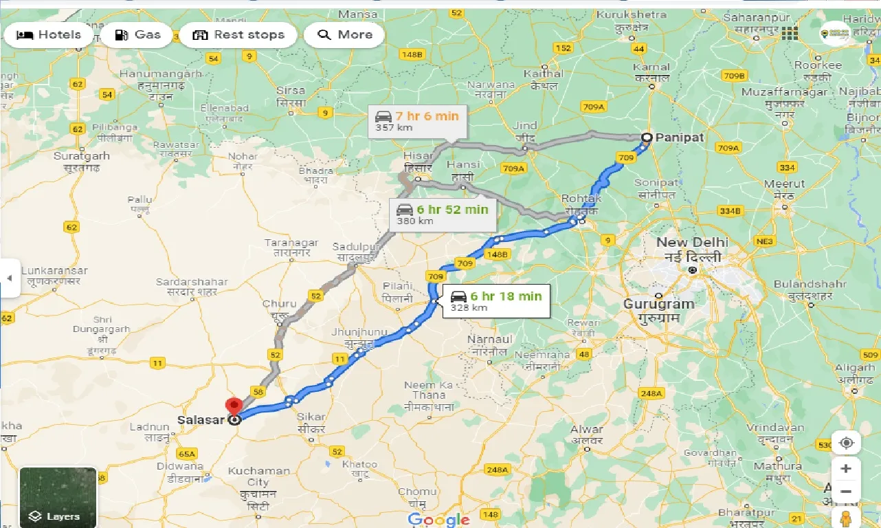 panipat-to-salasar-one-way