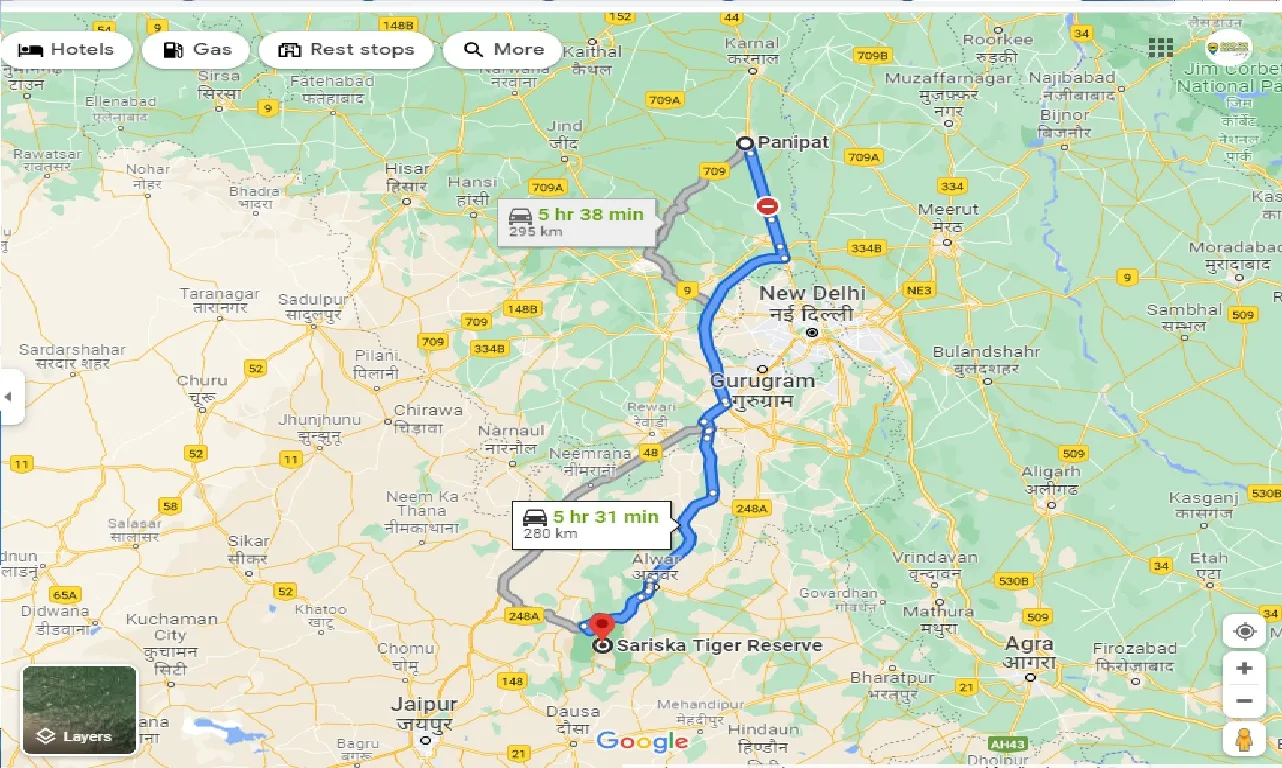 panipat-to-sariska-tiger-reserve-taxi