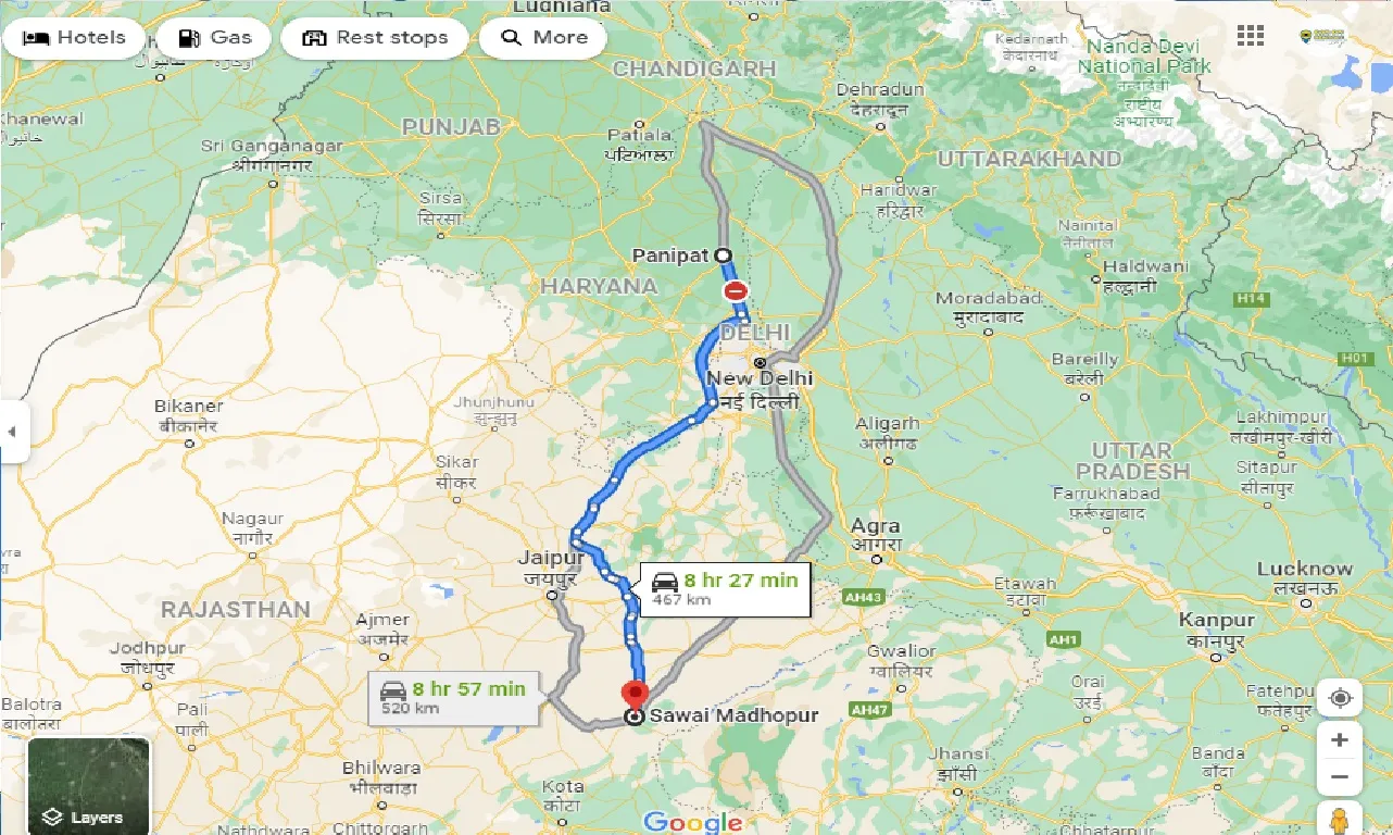 panipat-to-sawai-madhopur-one-way