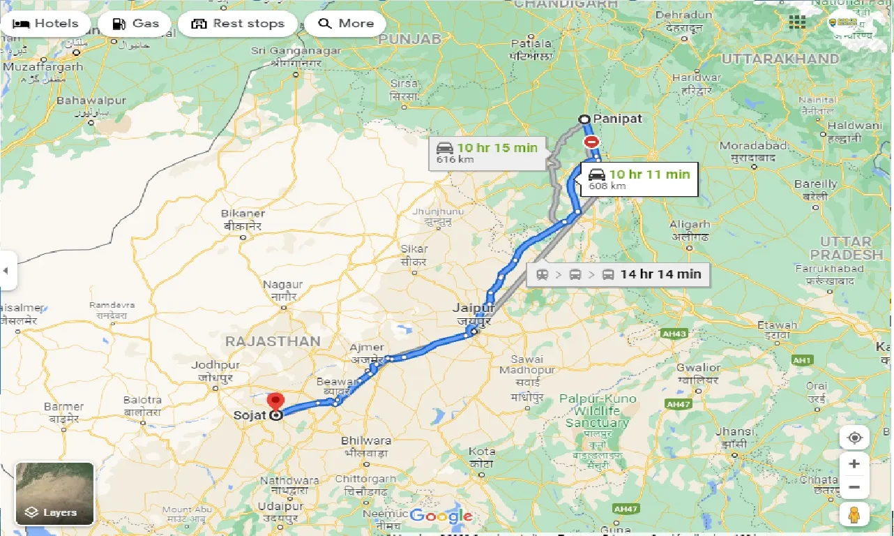 panipat-to-sojat-one-way