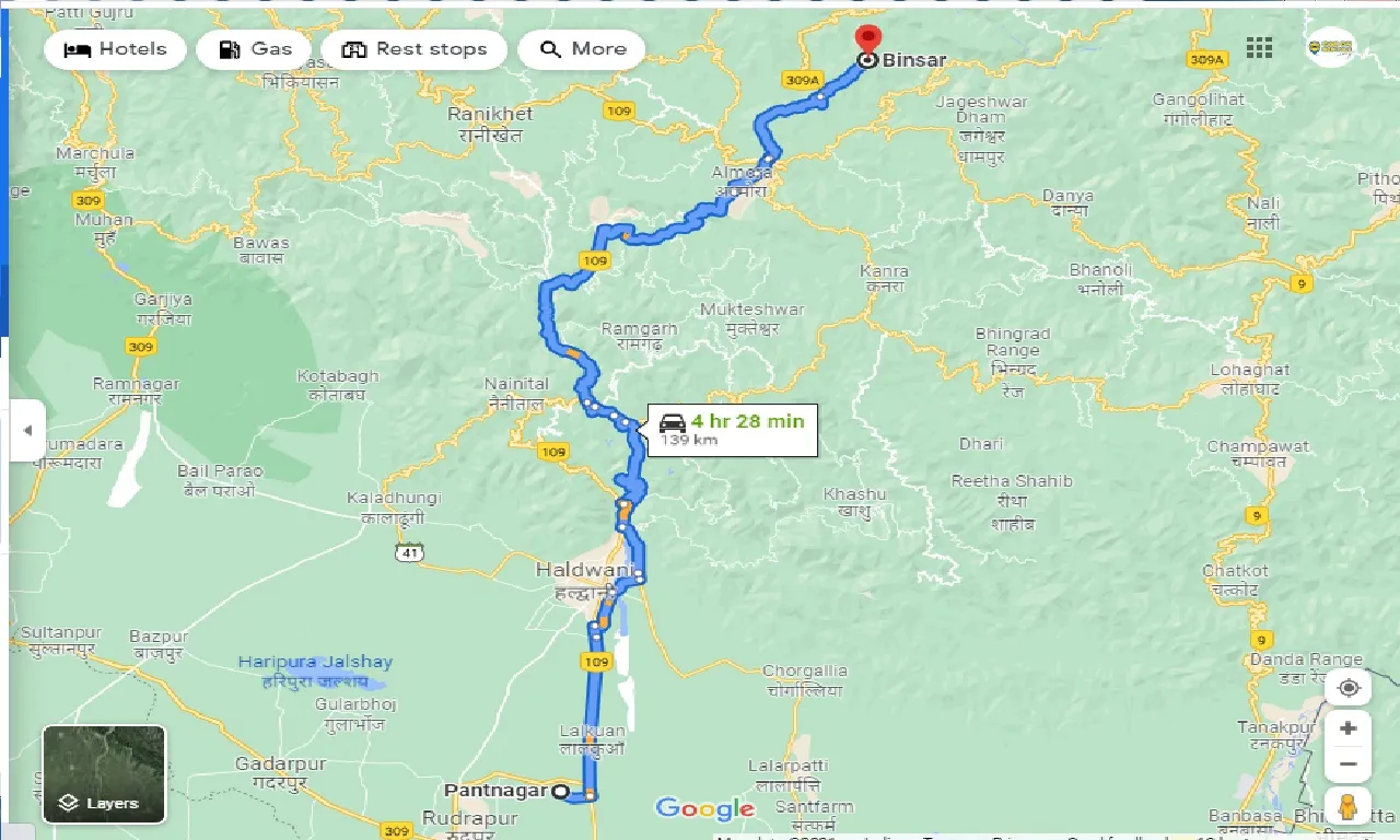 pantnagar-to-binsar-one-way