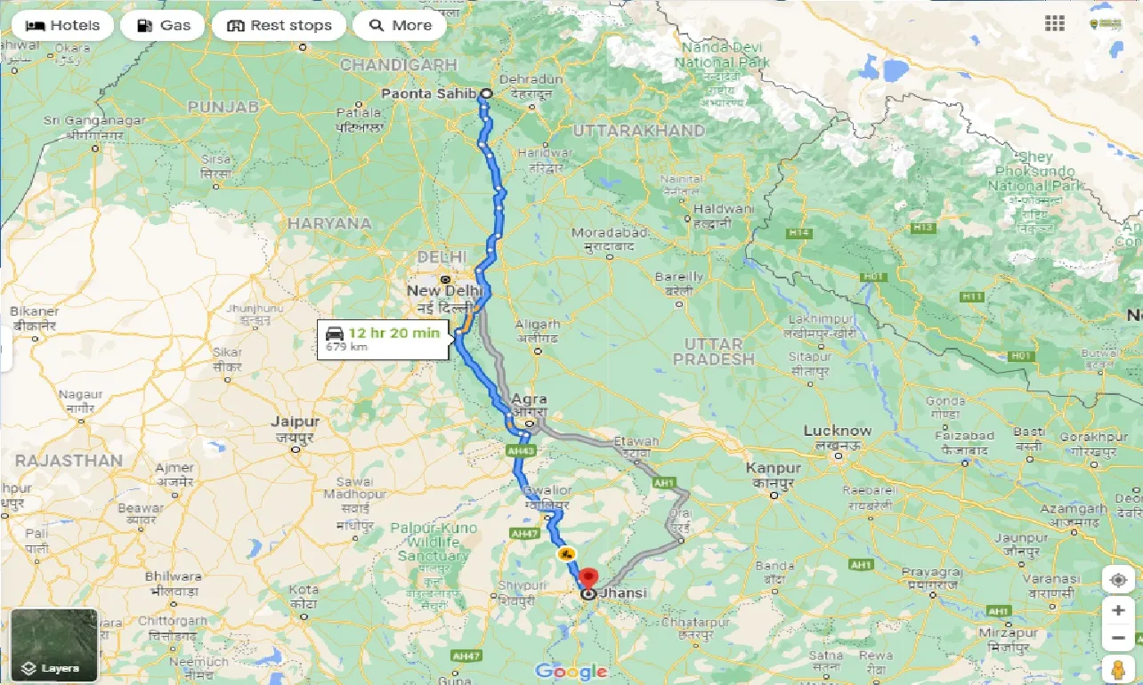 paonta-sahib-to-Jhansi-one-way