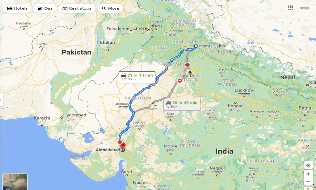 paonta-sahib-to-ahmedabad-one-way