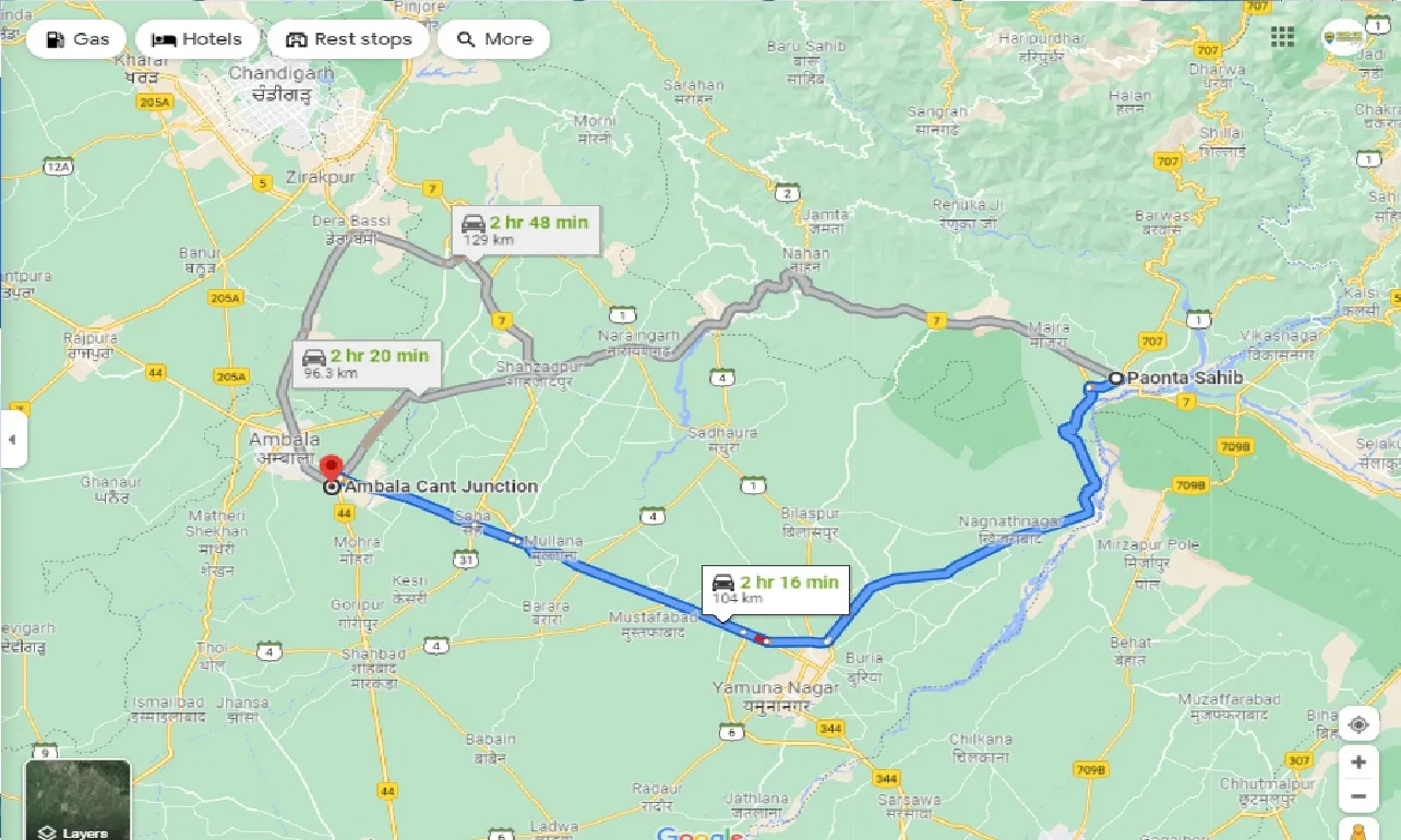 paonta-sahib-to-ambala-cantt-railway-station-one-way