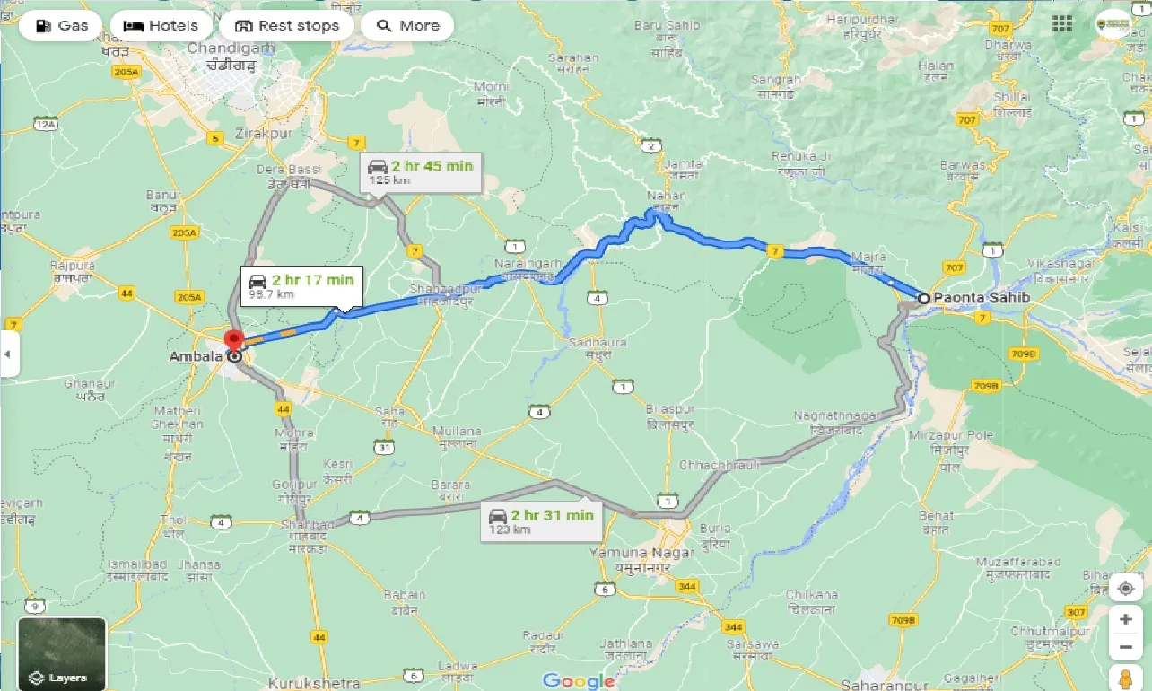 paonta-sahib-to-ambala-one-way