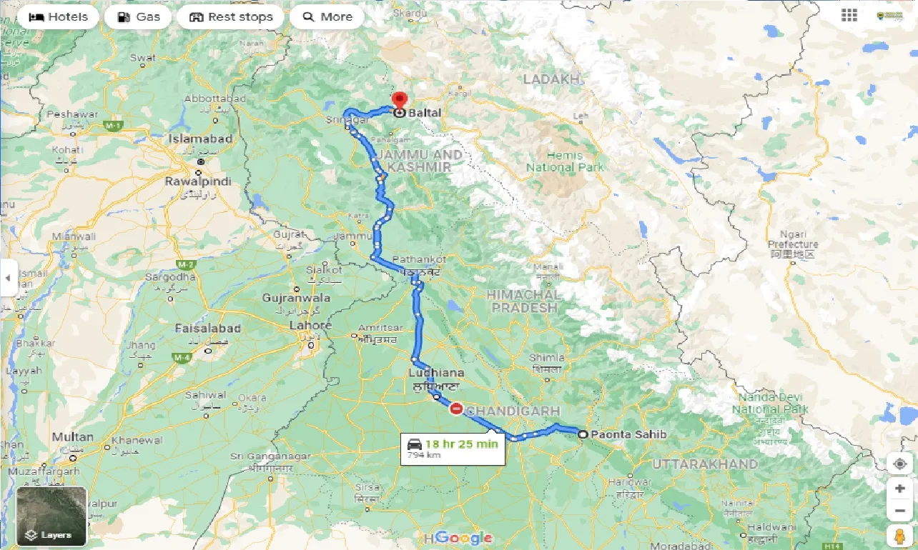 paonta-sahib-to-baltal-one-way