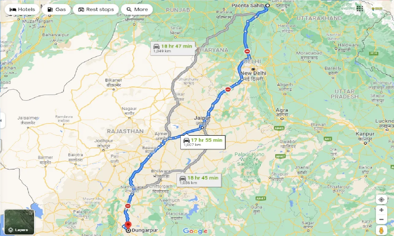 paonta-sahib-to-dungarpur-one-way