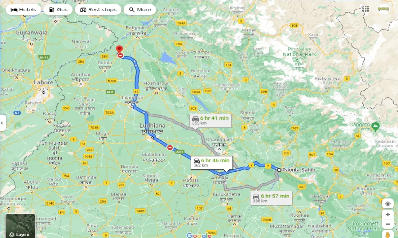 paonta-sahib-to-gurdaspur-one-way