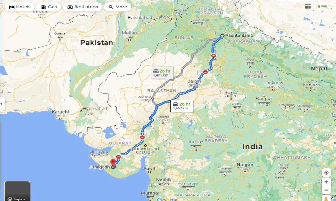 paonta-sahib-to-junagadh-one-way
