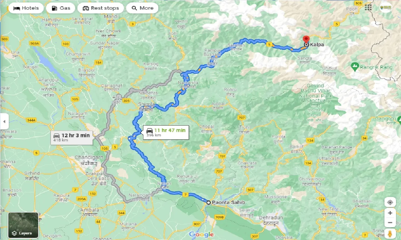 paonta-sahib-to-kalpa-one-way