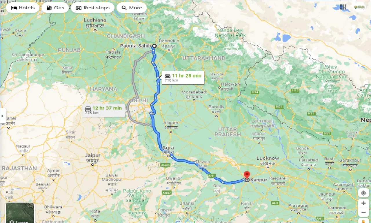 paonta-sahib-to-kanpur-taxi