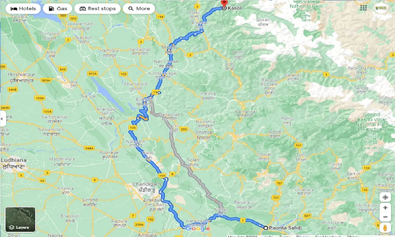 paonta-sahib-to-kasol-one-way