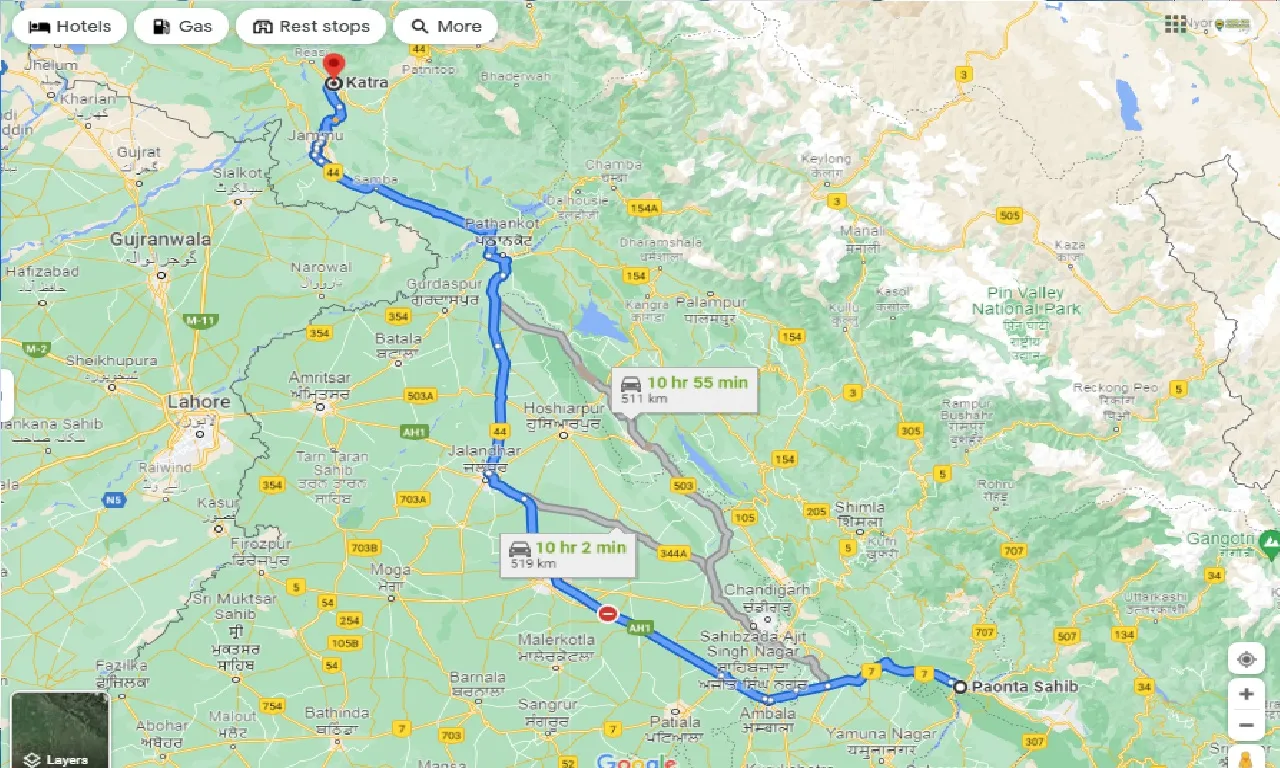 paonta-sahib-to-katra-one-way