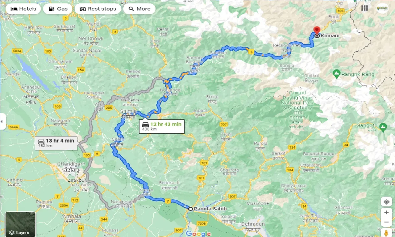 paonta-sahib-to-kinnaur-taxi