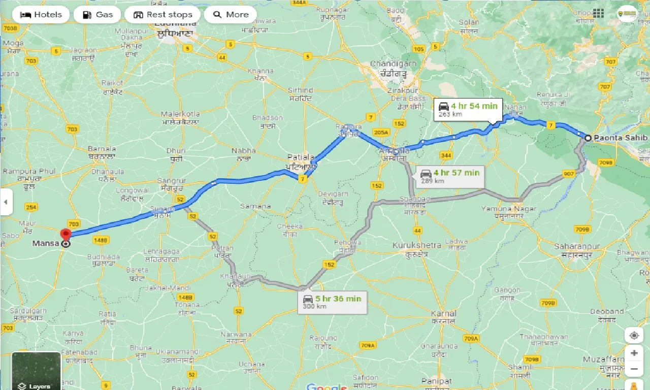 paonta-sahib-to-mansa-one-way