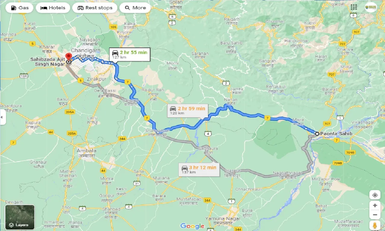 paonta-sahib-to-mohali-one-way