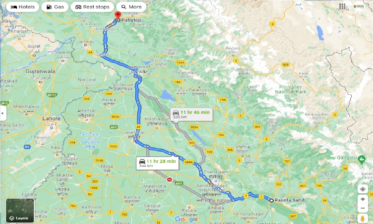 paonta-sahib-to-patnitop-one-way