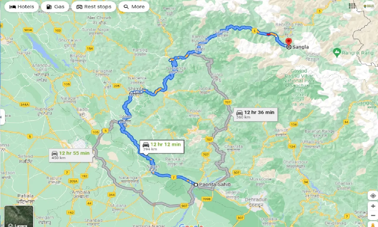 paonta-sahib-to-sangla-one-way