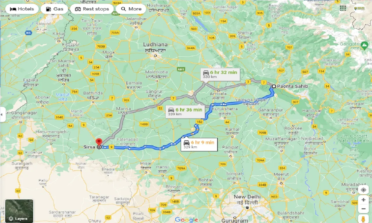 paonta-sahib-to-sirsa-one-way