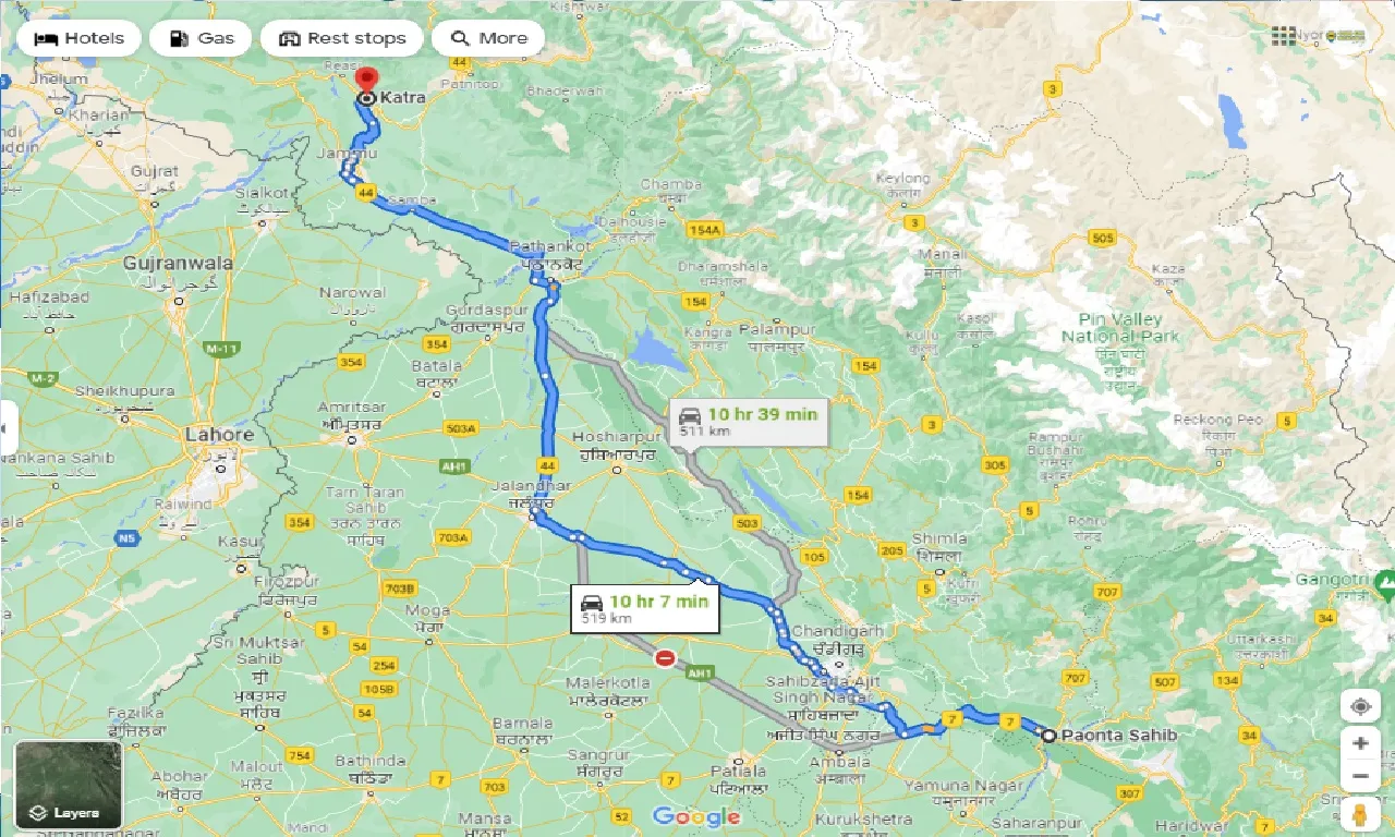 paonta-sahib-to-vaishno-devi-one-way
