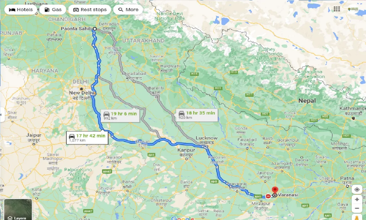 paonta-sahib-to-varanasi-one-way