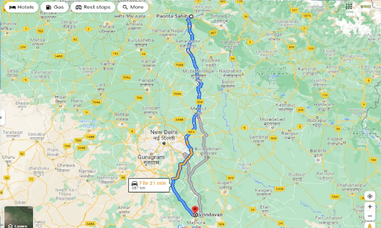 paonta-sahib-to-vrindavan-one-way